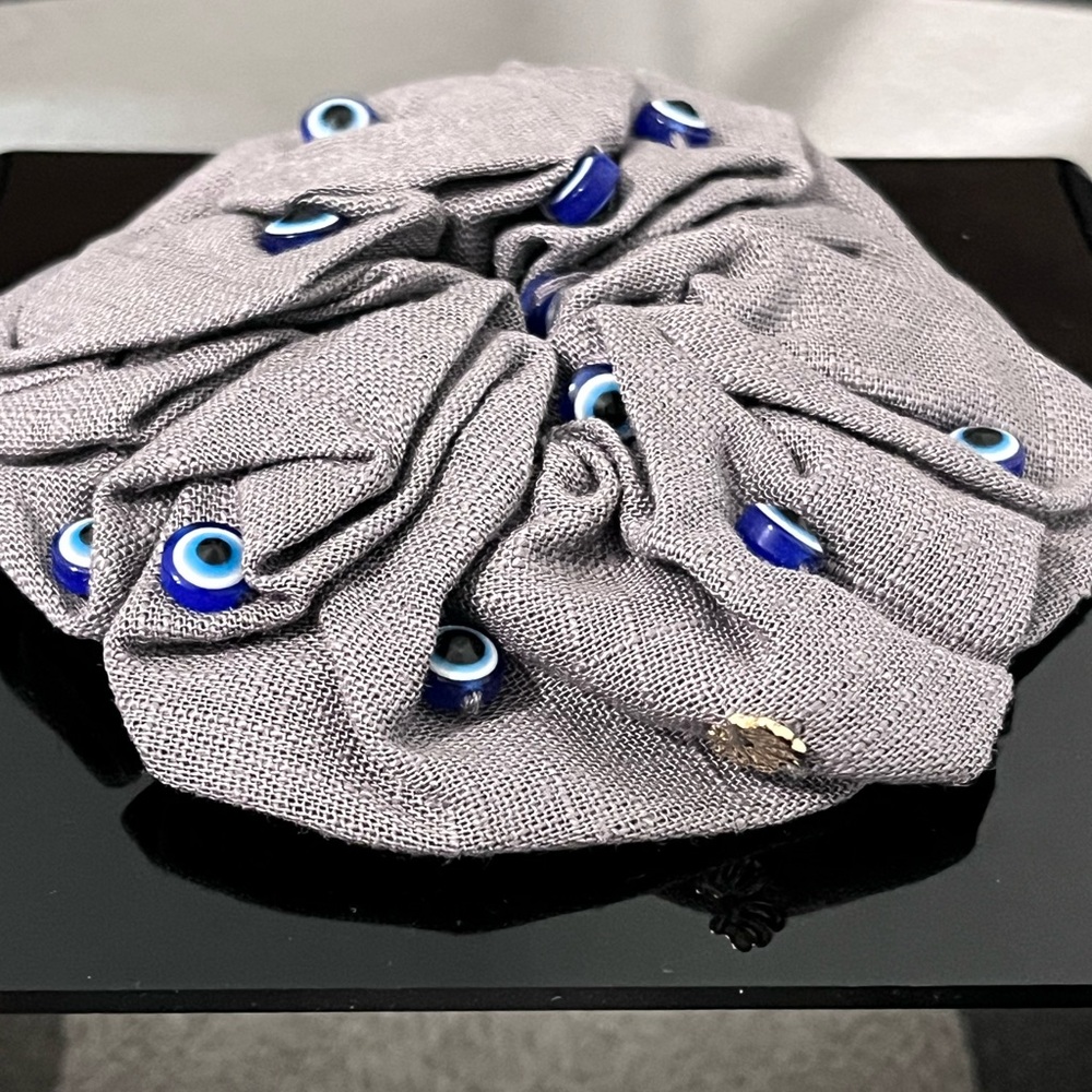 LELE SADOUGHI NWT AUTHENTIC EVIL đź§żEYE OVERSIZED WOVEN LINEN -BLEND SCRUNCHIE - Picture 9 of 11